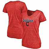 Women's Cleveland Indians Freehand V Neck Slim Fit Tri Blend T-Shirt Red FengYun,baseball caps,new era cap wholesale,wholesale hats